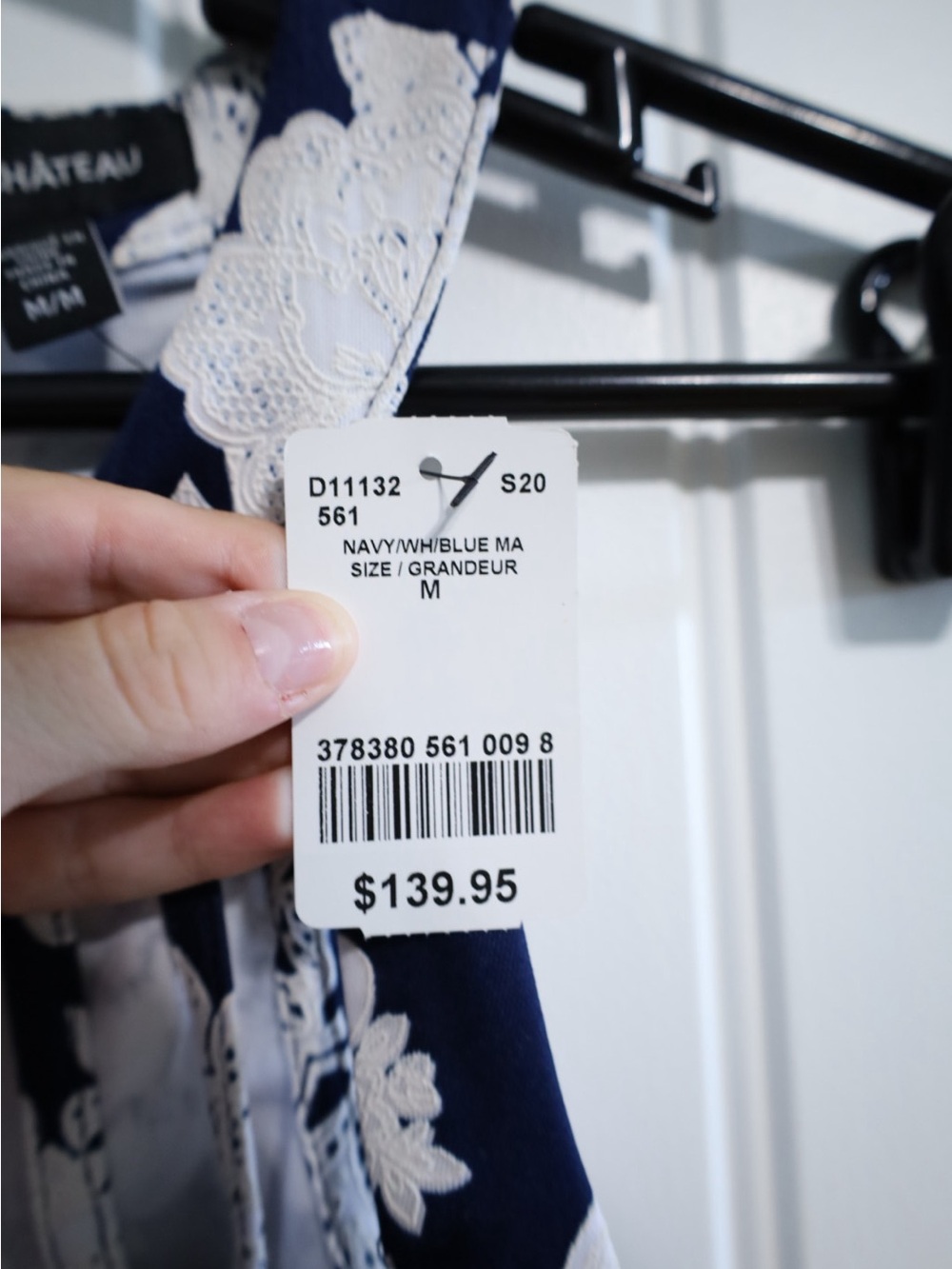 Le Château Navy White Floral Fit & Flare Halter Dress Medium - Picture 7 of 11